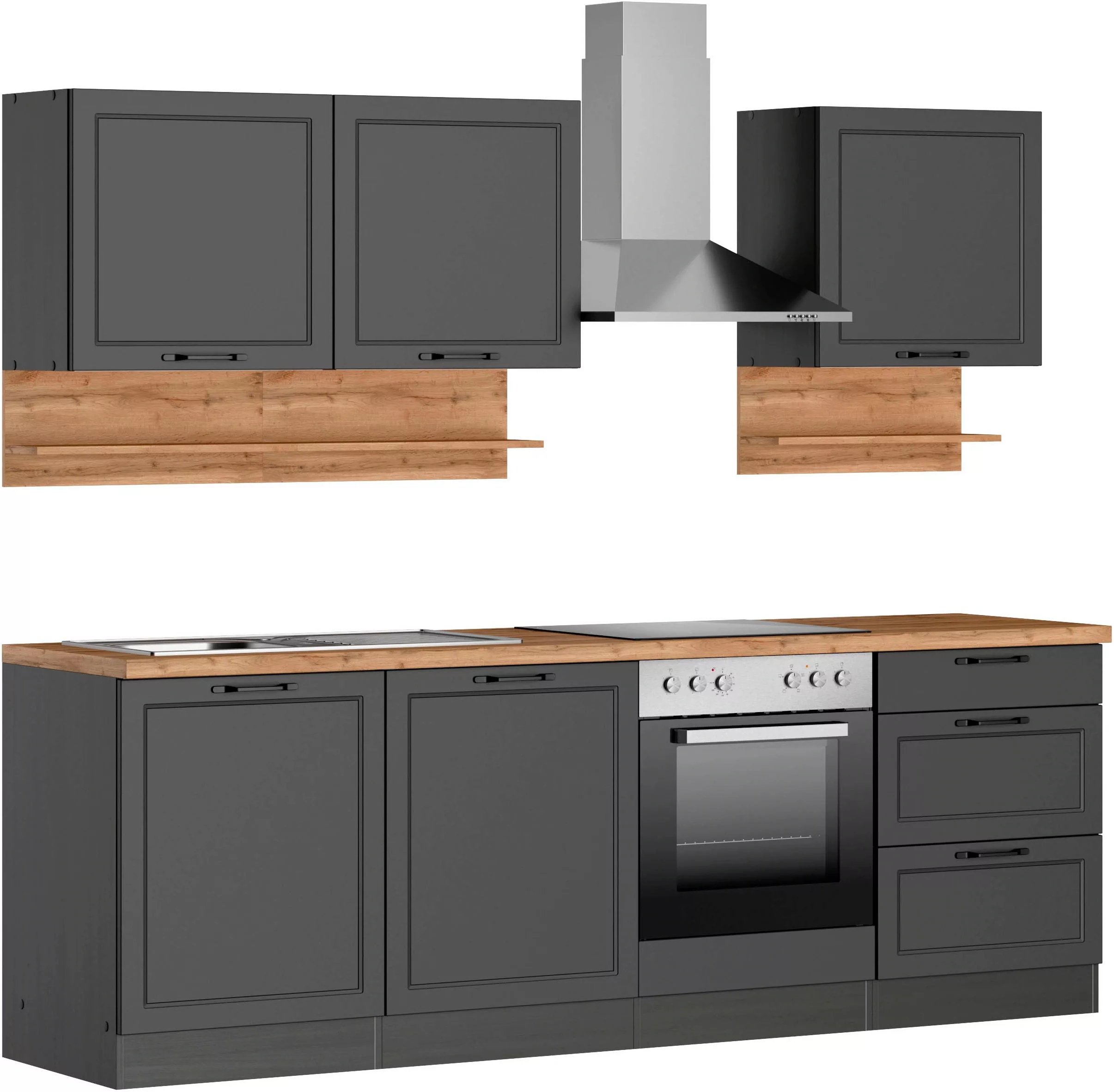 Kochstation Küche "KS-Lana", 240 cm breit, wahlweise mit oder ohne E-Geräte günstig online kaufen