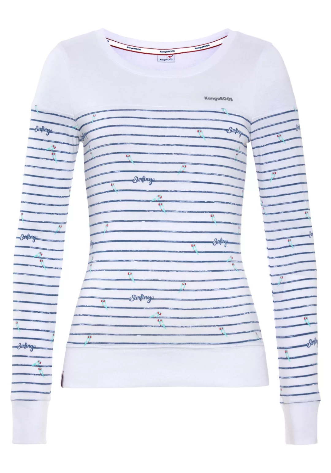 KangaROOS Langarmshirt, mit minimalistischem Vögel & Streifen-Print - NEUE günstig online kaufen