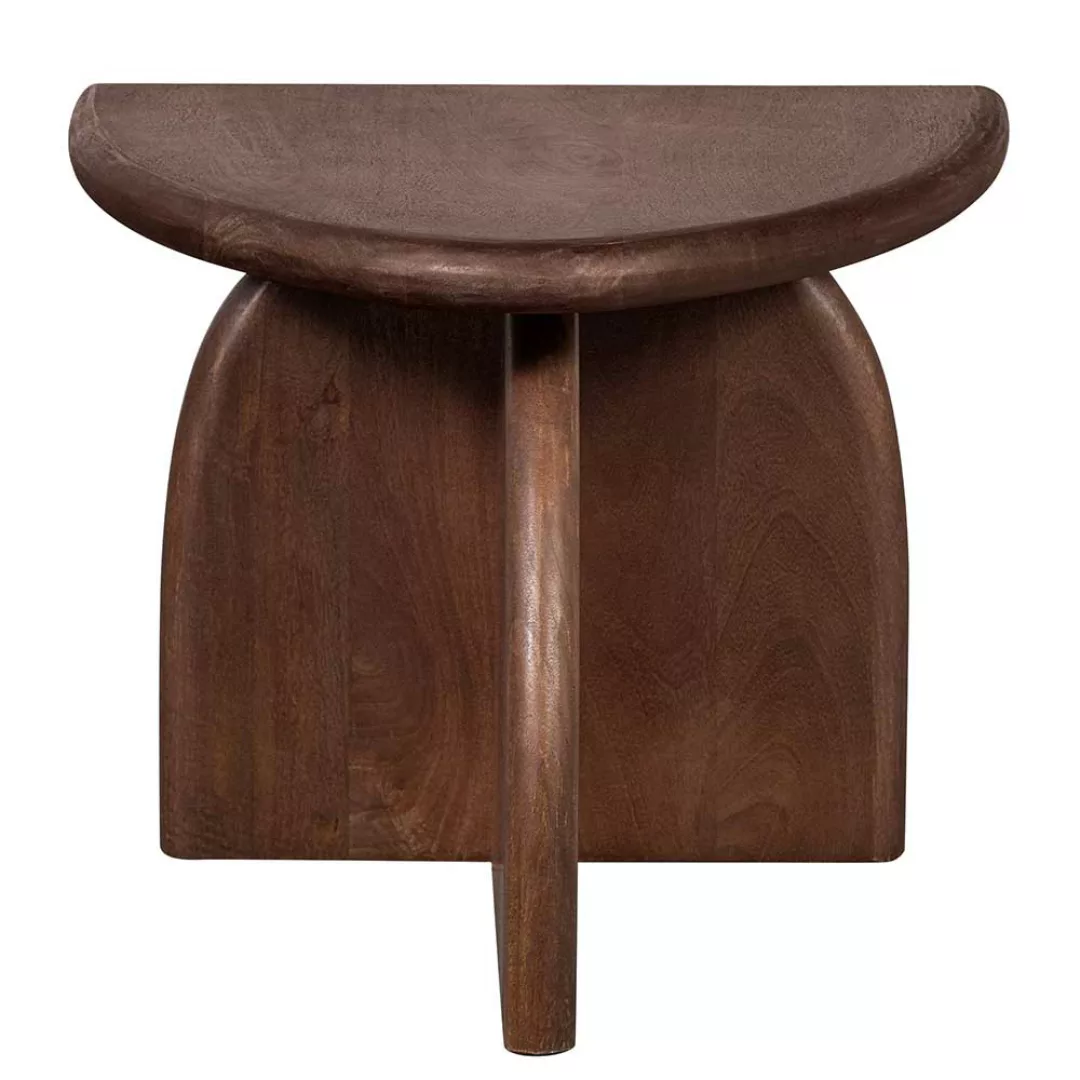 Beistelltisch Sofa Holz in Walnussfarben halbrunder Tischplatte günstig online kaufen