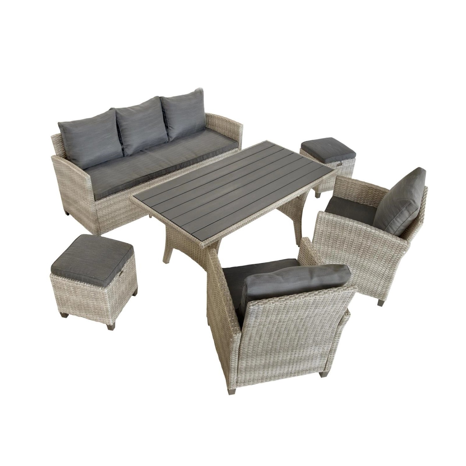 Green Spirit Rattan Gartenlounge Set Alpina II Grau günstig online kaufen