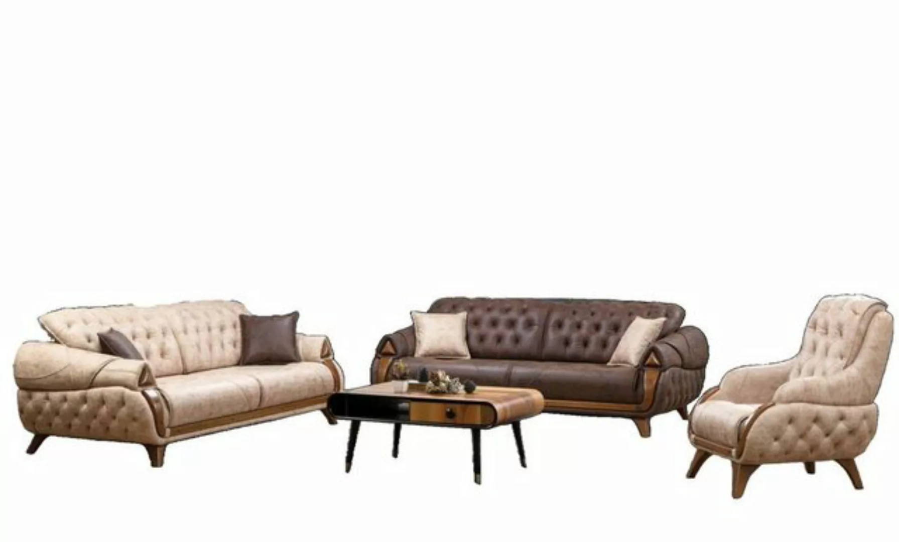 JVmoebel Sofa Sofa 3 Sitzer Sofas Leder Dreisitzer Polster Design Klassisch günstig online kaufen