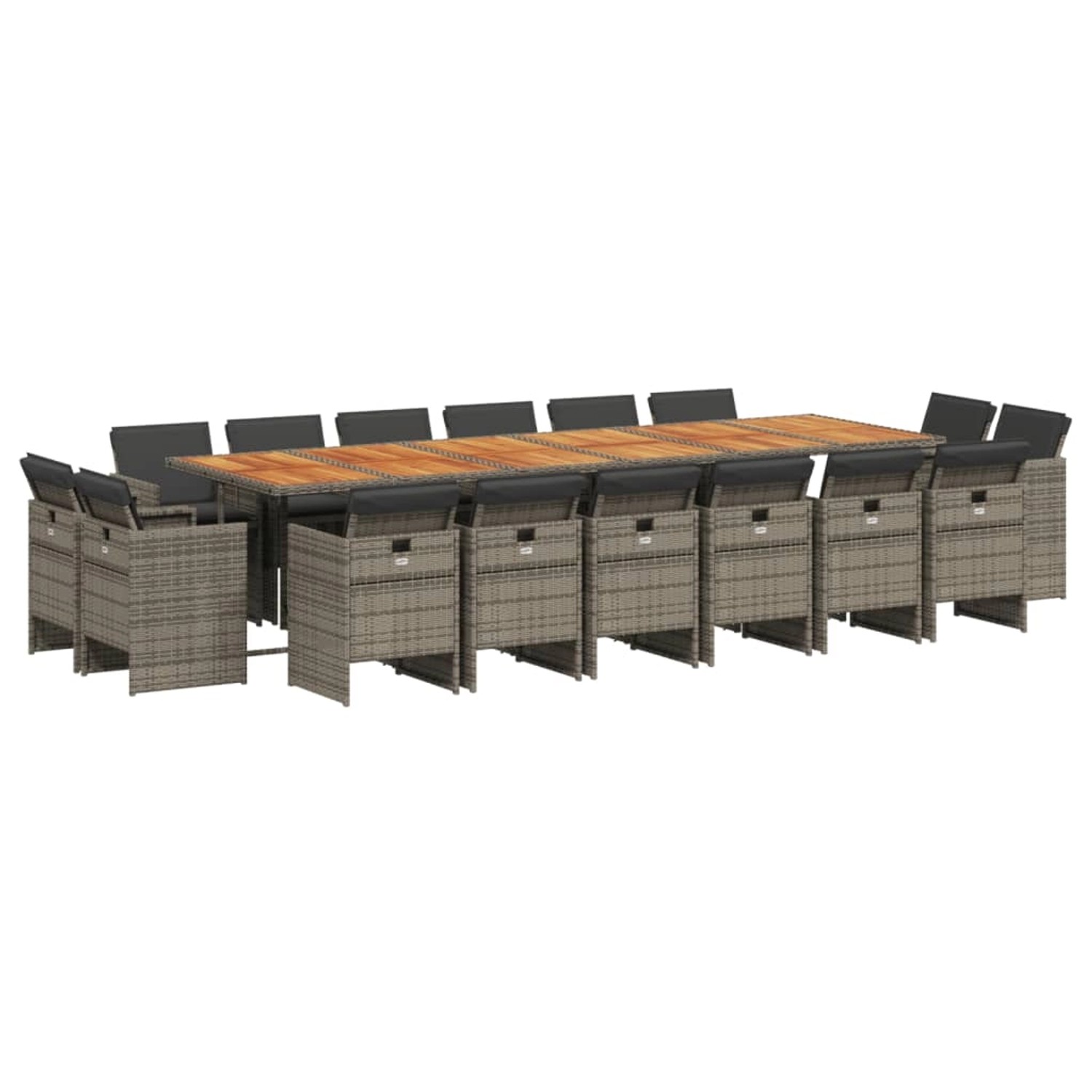 vidaXL 17-Tlg Garten-Essgruppe mit Kissen Grau Poly Rattan 3210710 günstig online kaufen