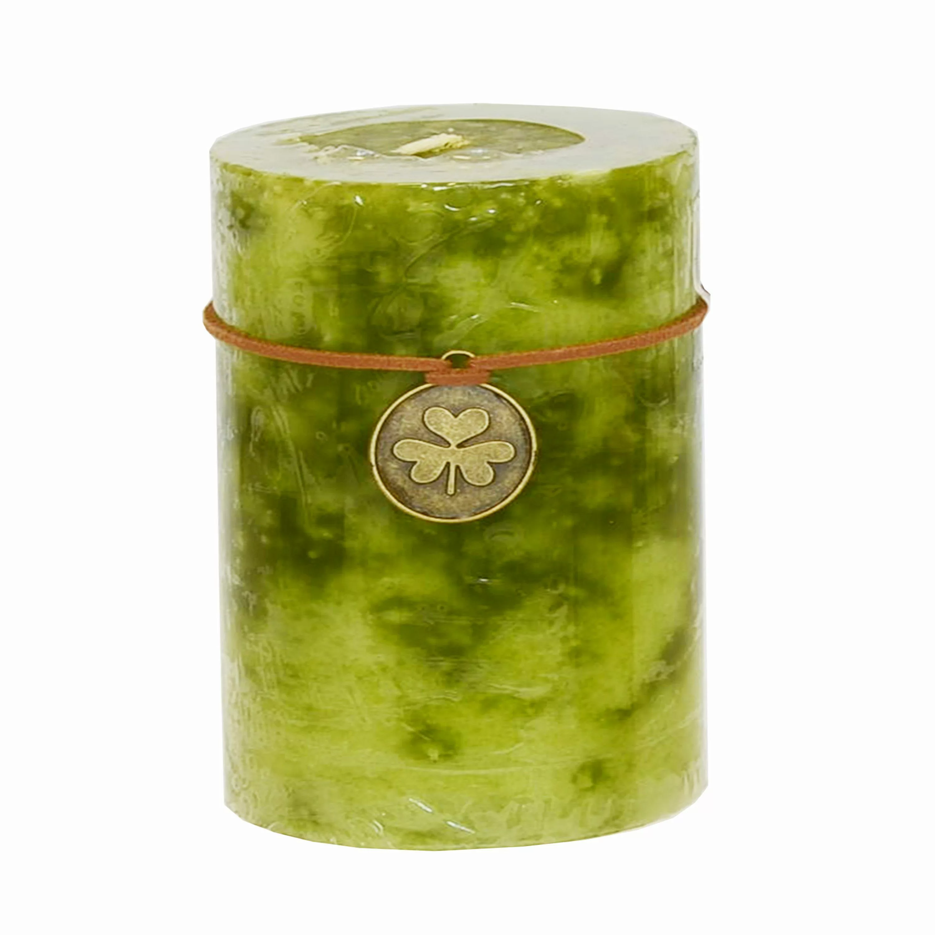 B&S Stumpenkerze Trendkerze durchgefärbt marmoriert olive günstig online kaufen
