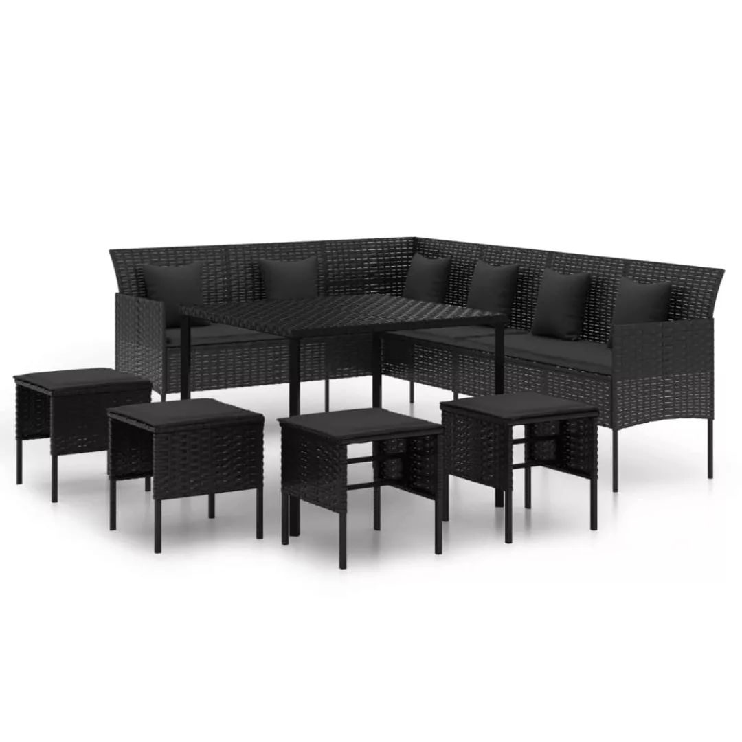 Vidaxl 6-tlg. Garten-essgruppe Mit Kissen Schwarz Poly Rattan günstig online kaufen