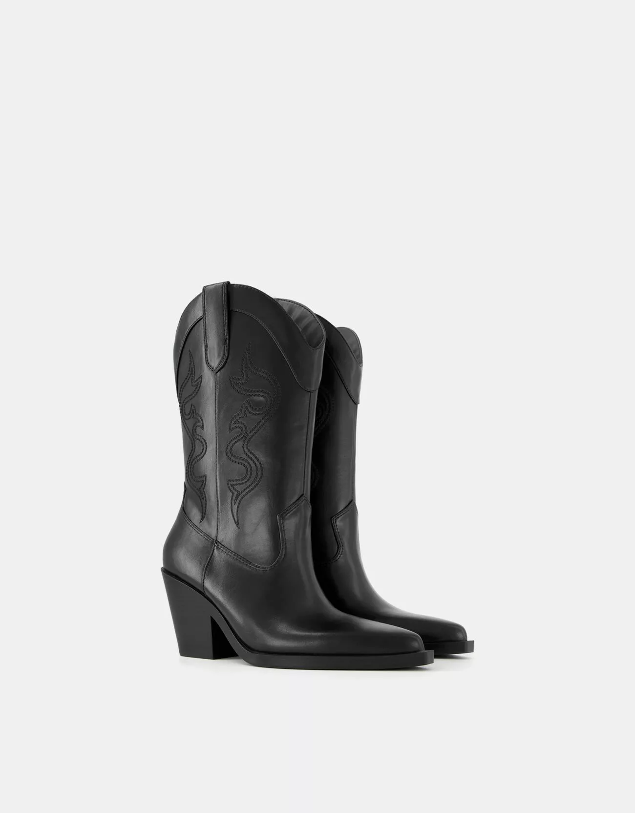 Bershka Absatzstiefeletten Im Cowboylook Mit Stickerei Damen 41 Schwarz günstig online kaufen