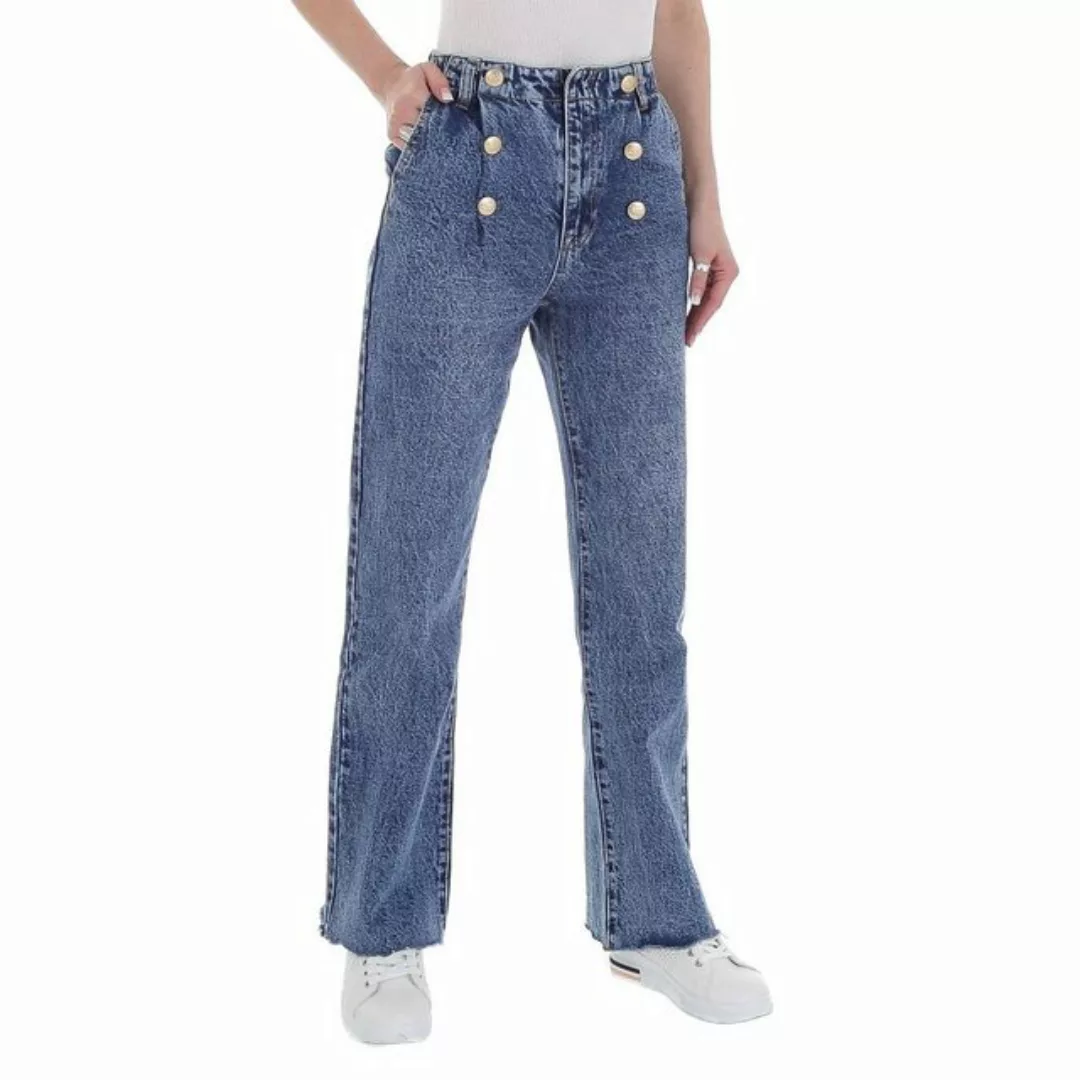 Ital-Design Weite Jeans Damen Freizeit Knopfleiste High Waist Jeans in Blau günstig online kaufen