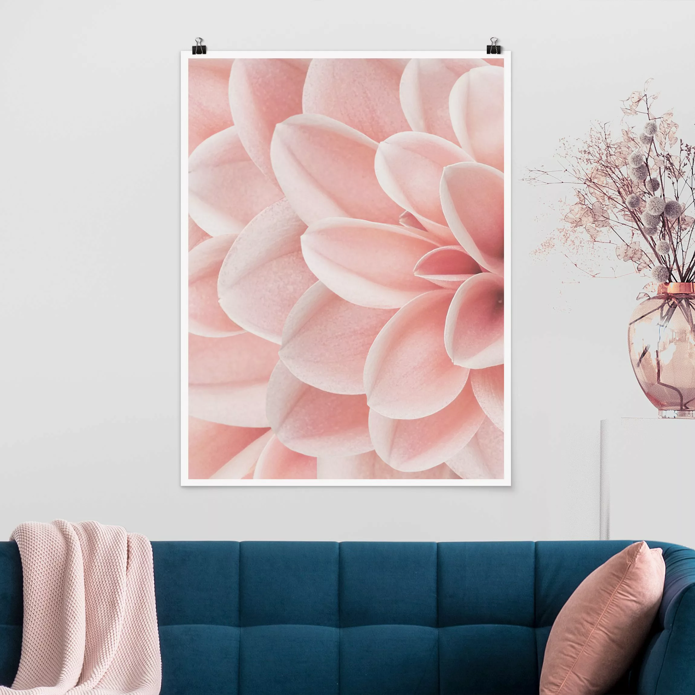 Poster Fotografie Dahlie Rosa Blütenblätter Detail günstig online kaufen