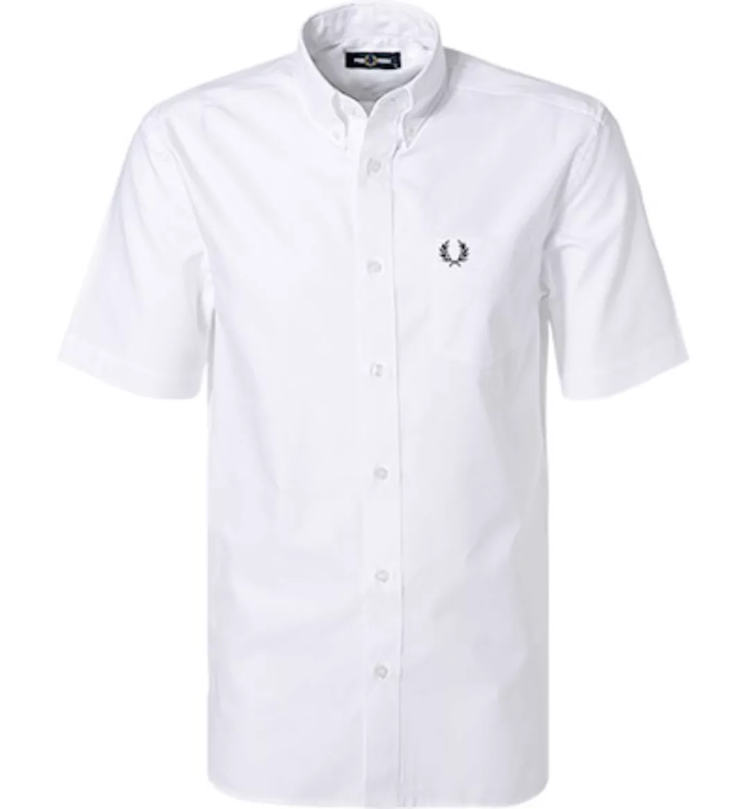 Fred Perry – Kurzärmliges Oxford-Hemd in Weiß günstig online kaufen