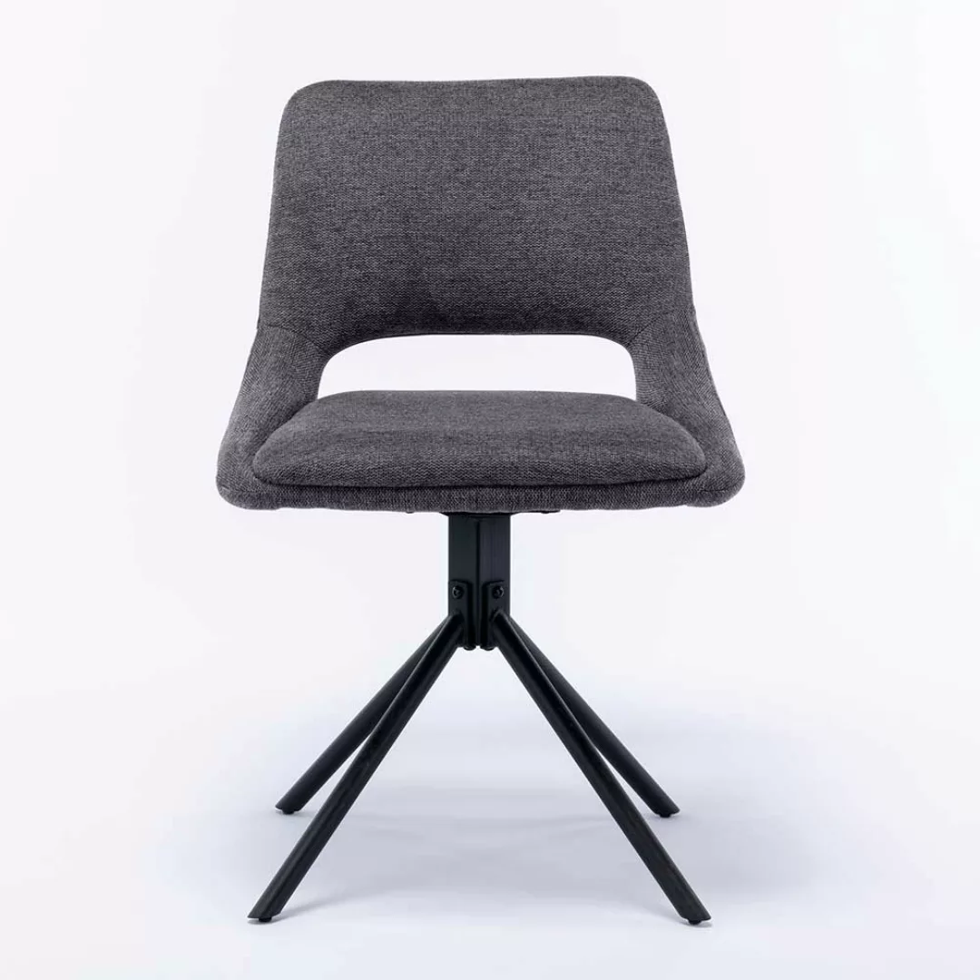 2 Stühle mit Drehgestell in Anthrazit Samt und Metall (2er Set) günstig online kaufen