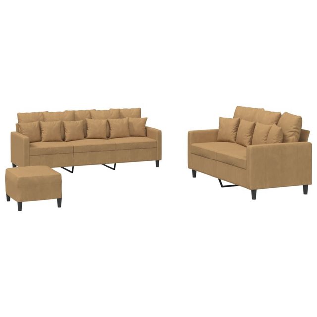 vidaXL Sofa Sofagarnitur Set mit Kissen Samt, 3-tlg., Braun günstig online kaufen