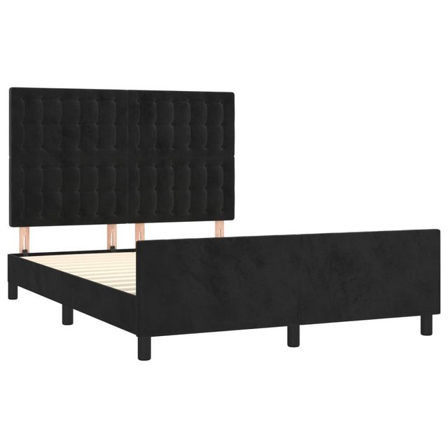 vidaXL Bettgestell Bettrahmen mit Kopfteil Schwarz 140x200 cm Samt Bett Bet günstig online kaufen