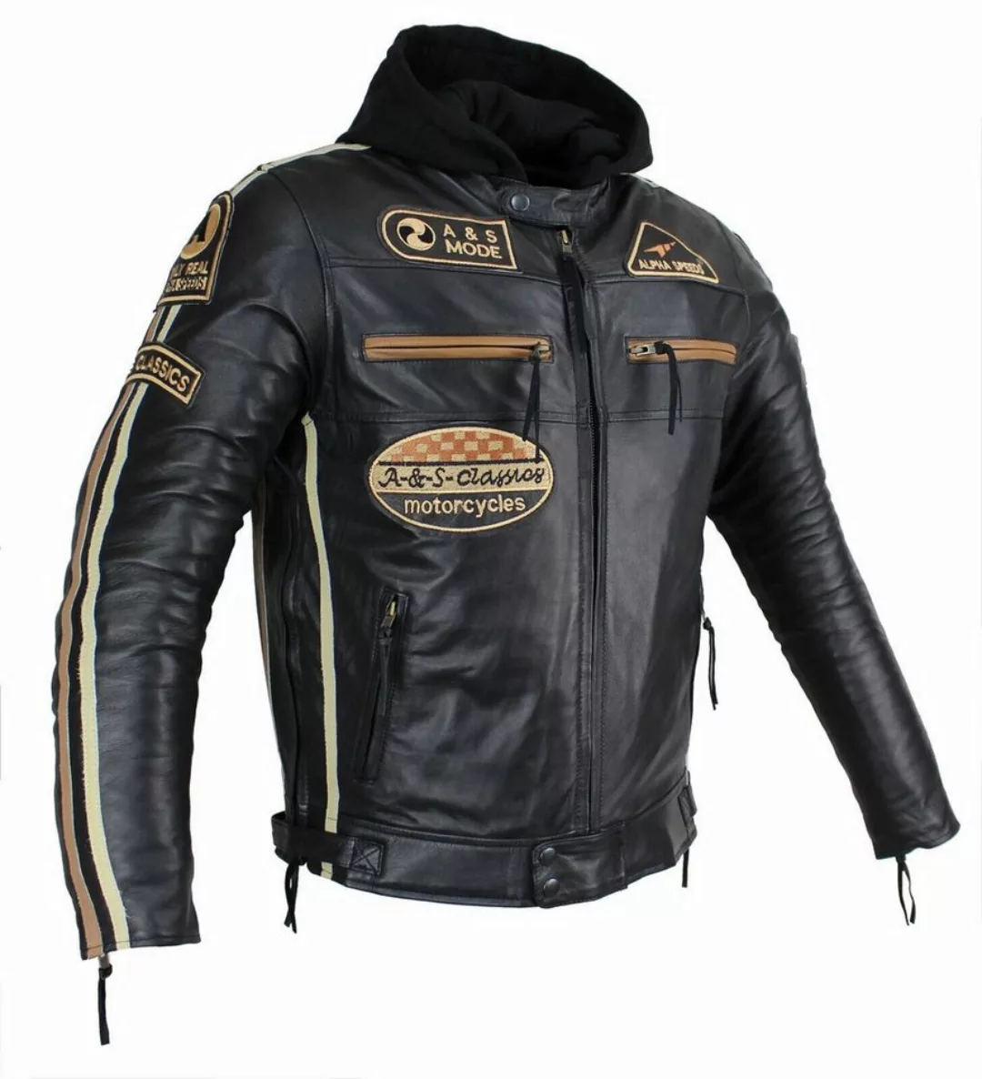 Alpha Speeds Motorradjacke Herren Leder Jacke Biker Freizeit Highway Jacke günstig online kaufen