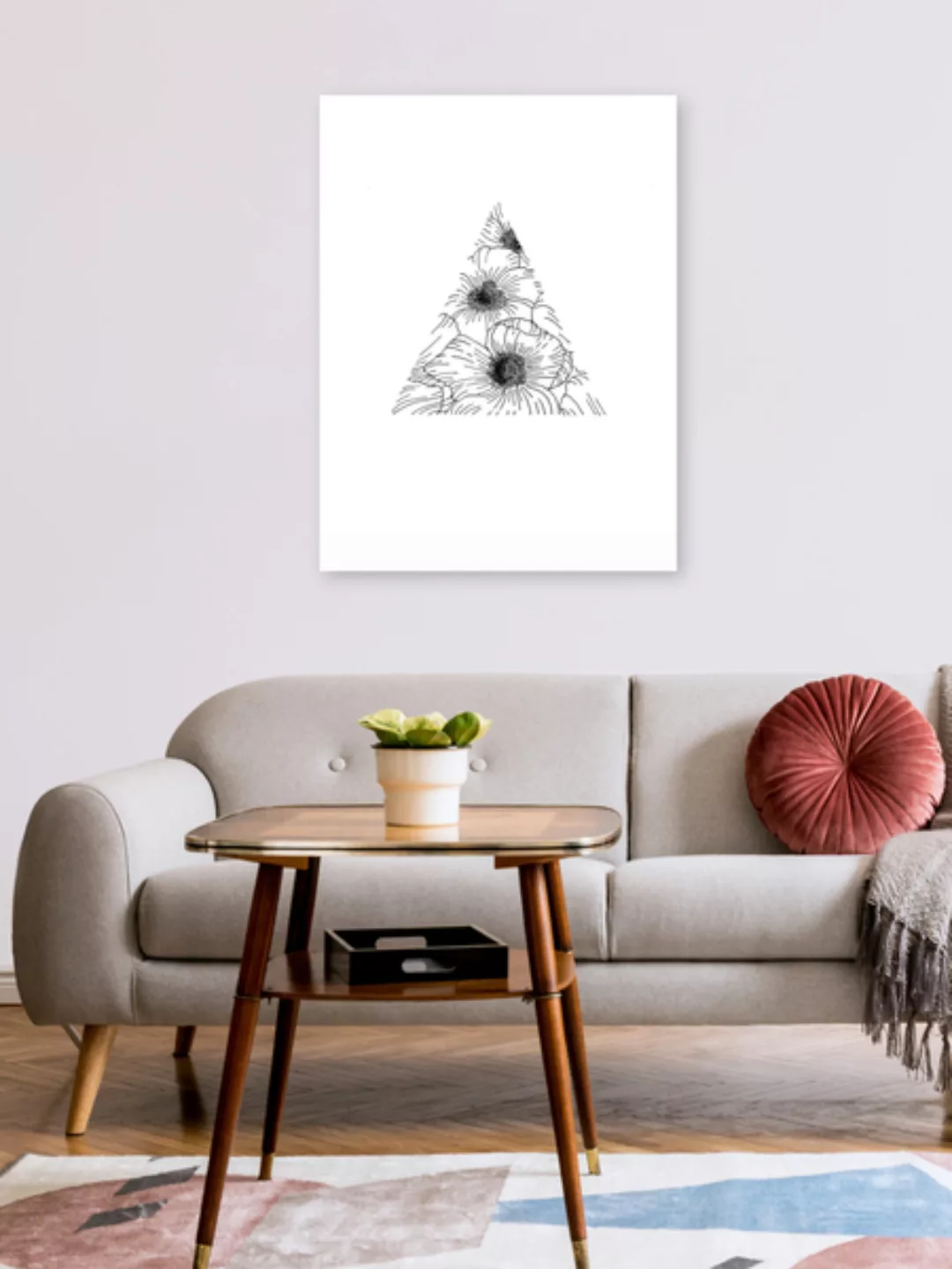 Poster / Leinwandbild - Mantike Blumen Dreieck günstig online kaufen