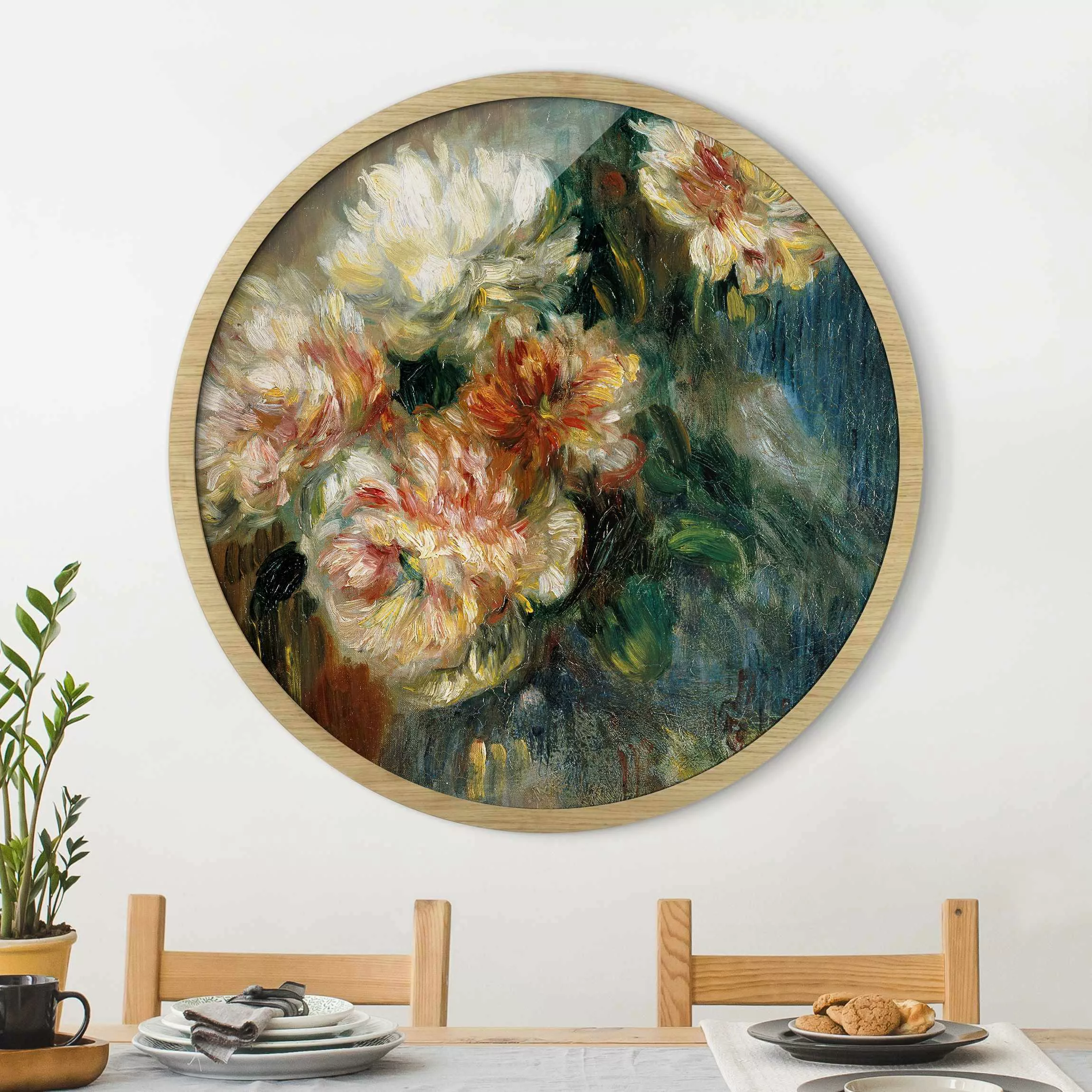 Rundes Gerahmtes Bild Auguste Renoir - Vase Pfingstrosen günstig online kaufen