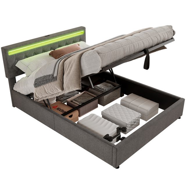 RIYO Polsterbett Hydraulisches Doppelbett Geeignet für Schlafzimmer/Gästezi günstig online kaufen