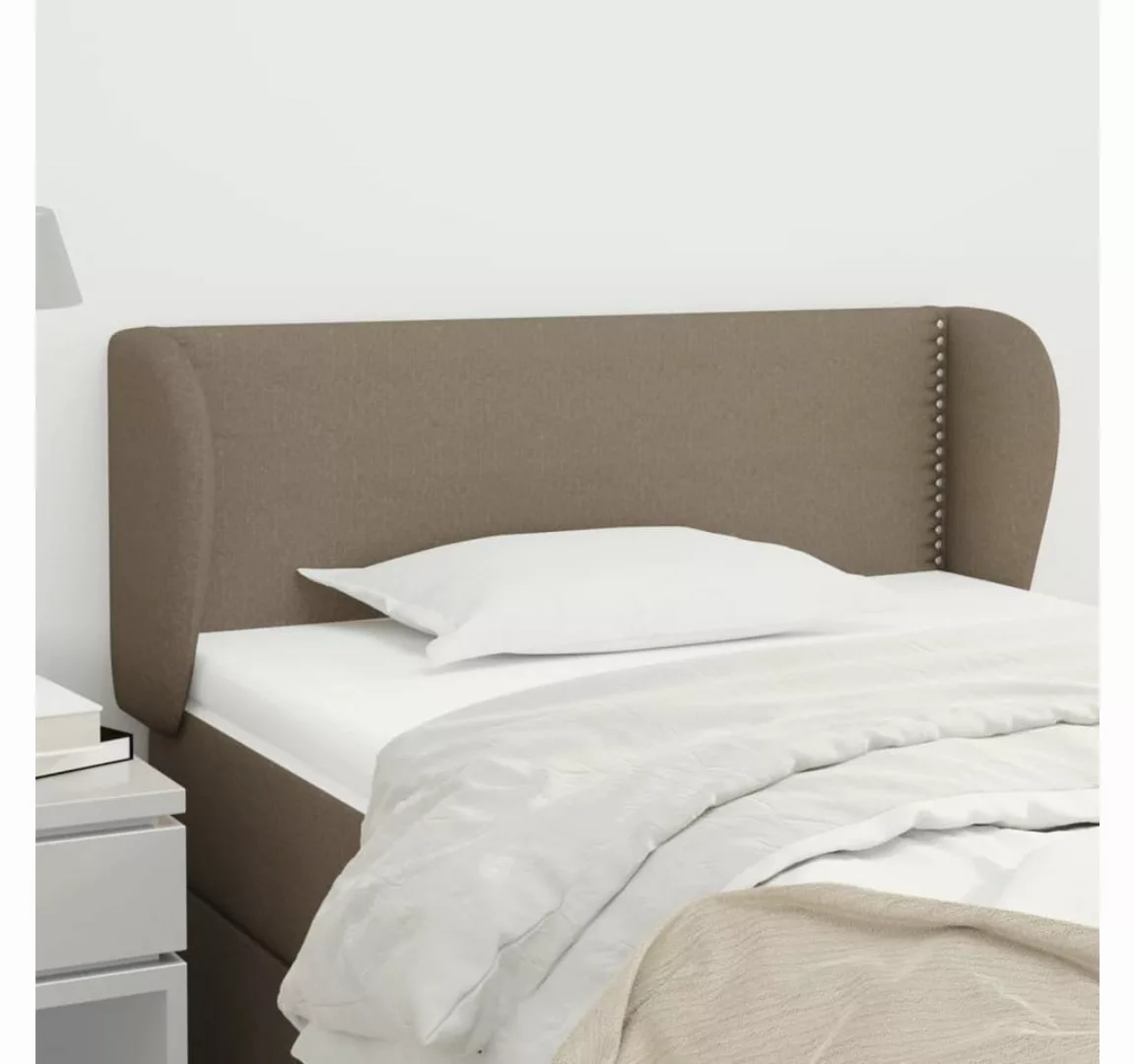 vidaXL Bett, Kopfteil mit Ohren Taupe 103x23x78/88 cm Stoff günstig online kaufen