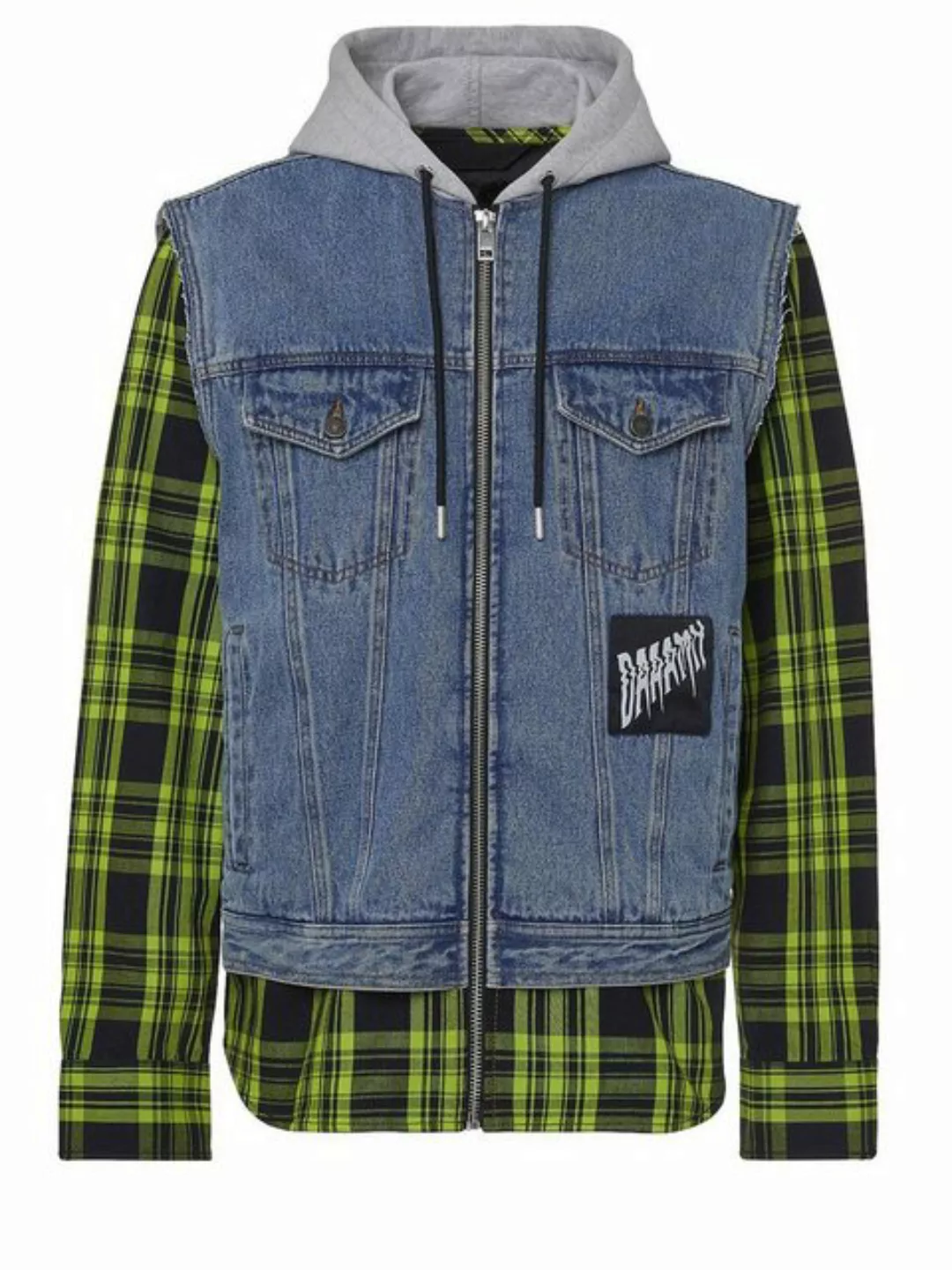 Diesel Jeansjacke Patchwork Shirt mit Hoodie - J-RUBEN 5IS - Gr. L günstig online kaufen