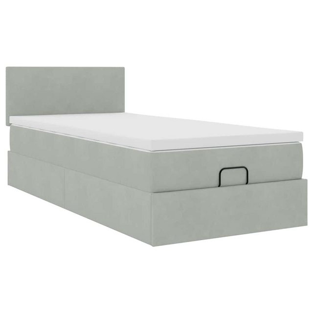 vidaXL Bett Ottoman-Bett mit Matratze Hellgrau 80x200 cm Samt günstig online kaufen