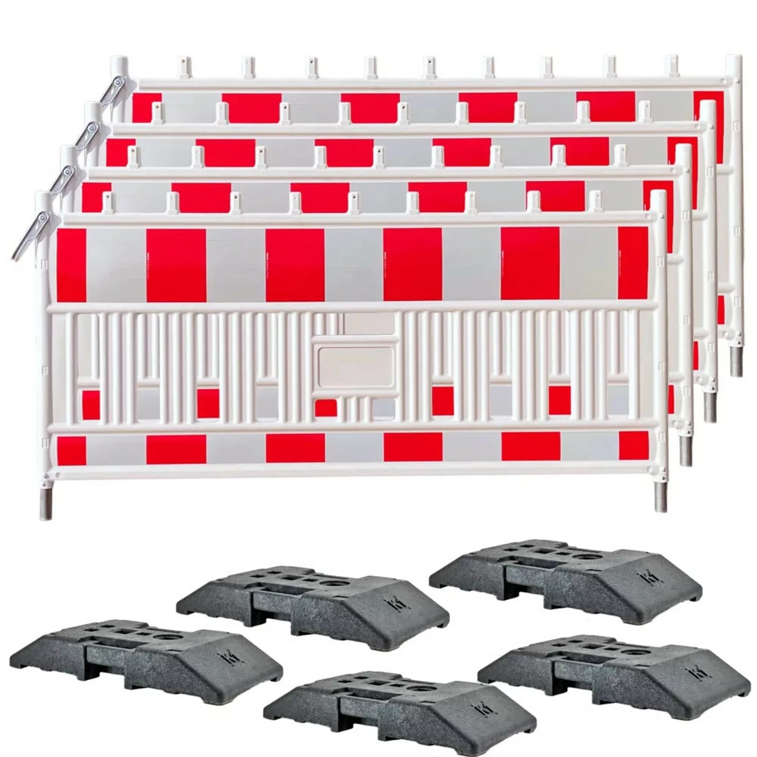 UvV Hekke TL Schrankenzaun Set 4 x 2m + 5 K1 Fußplatten Profi Baustellen Ab günstig online kaufen