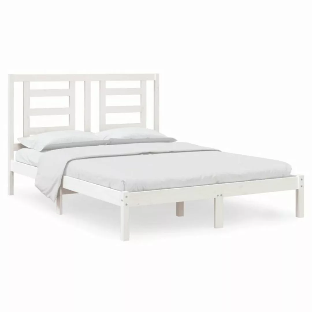furnicato Bett Massivholzbett Weiß Kiefer 135x190 cm günstig online kaufen
