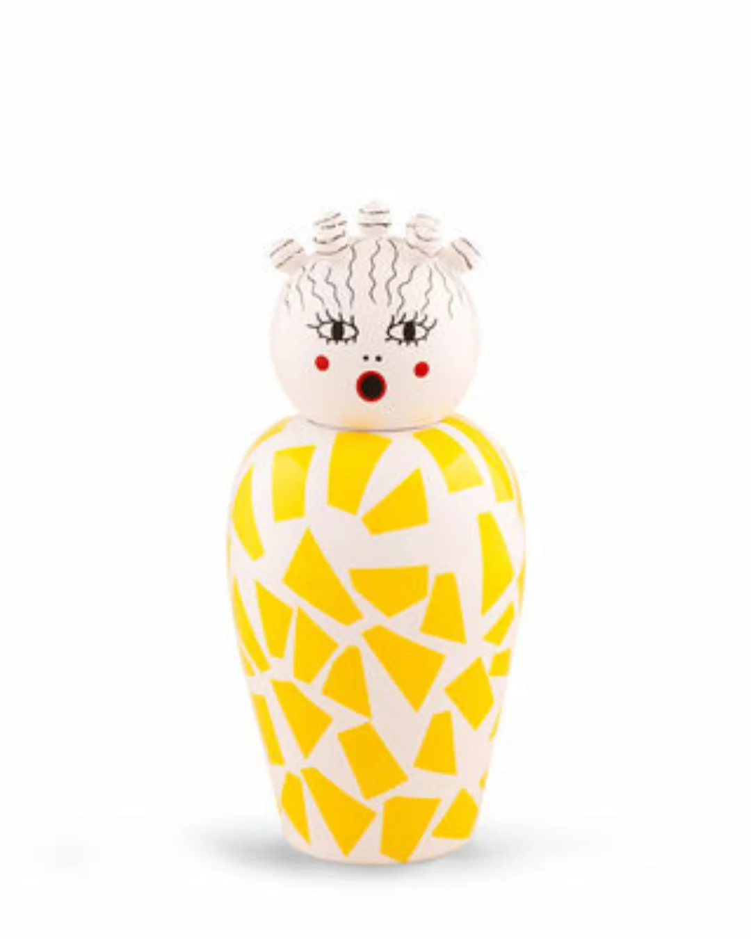 Vase Canopie Rosio keramik gelb / Mit Deckel - Seletti - Gelb günstig online kaufen