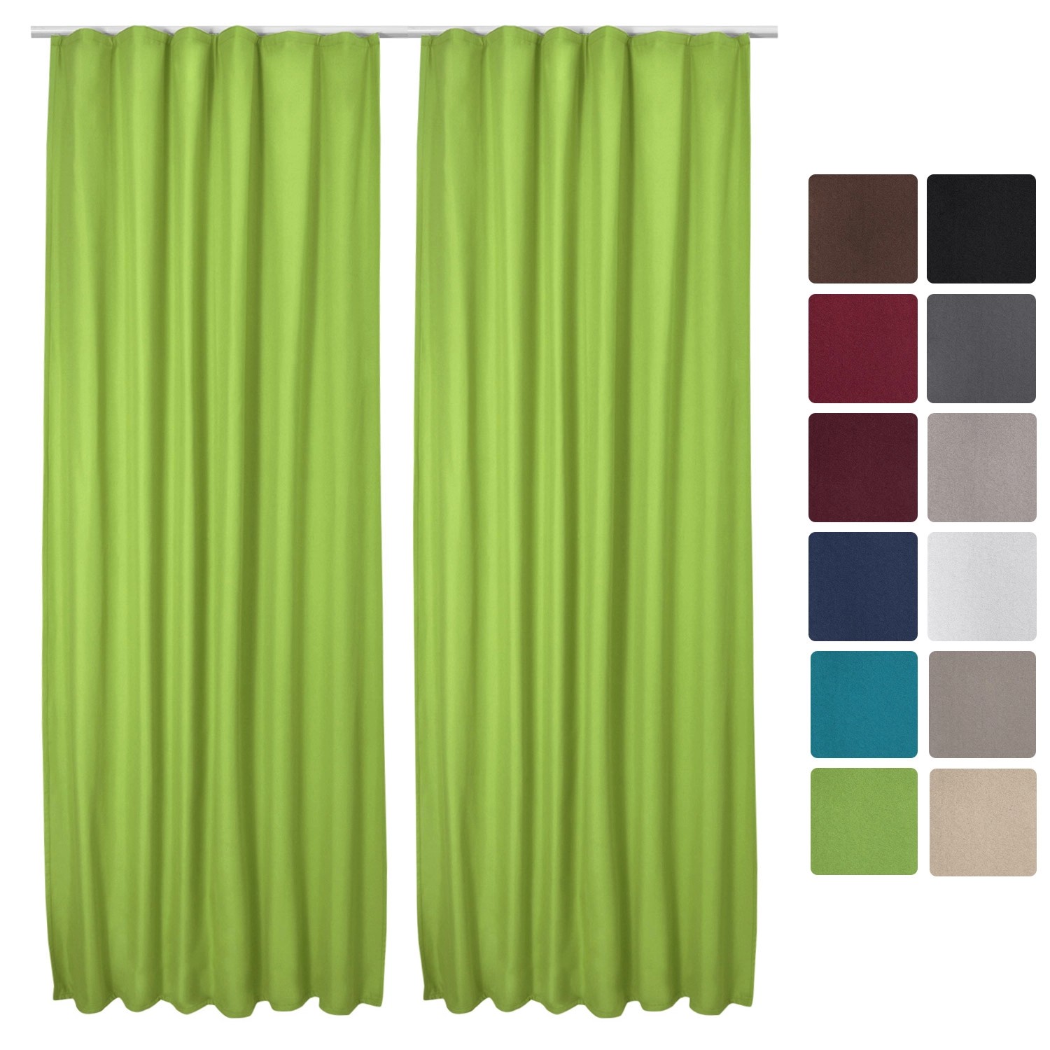 Beautissu Amelie TK Vorhang mit Kräuselband 140x245cm Grün 2tlg günstig online kaufen