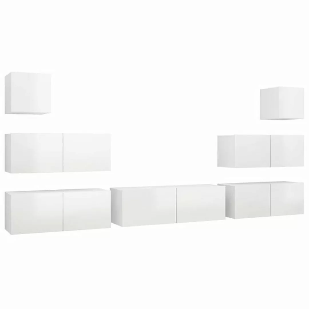 furnicato TV-Schrank 7-tlg. TV-Schrank-Set Hochglanz-Weiß Holzwerkstoff (7- günstig online kaufen