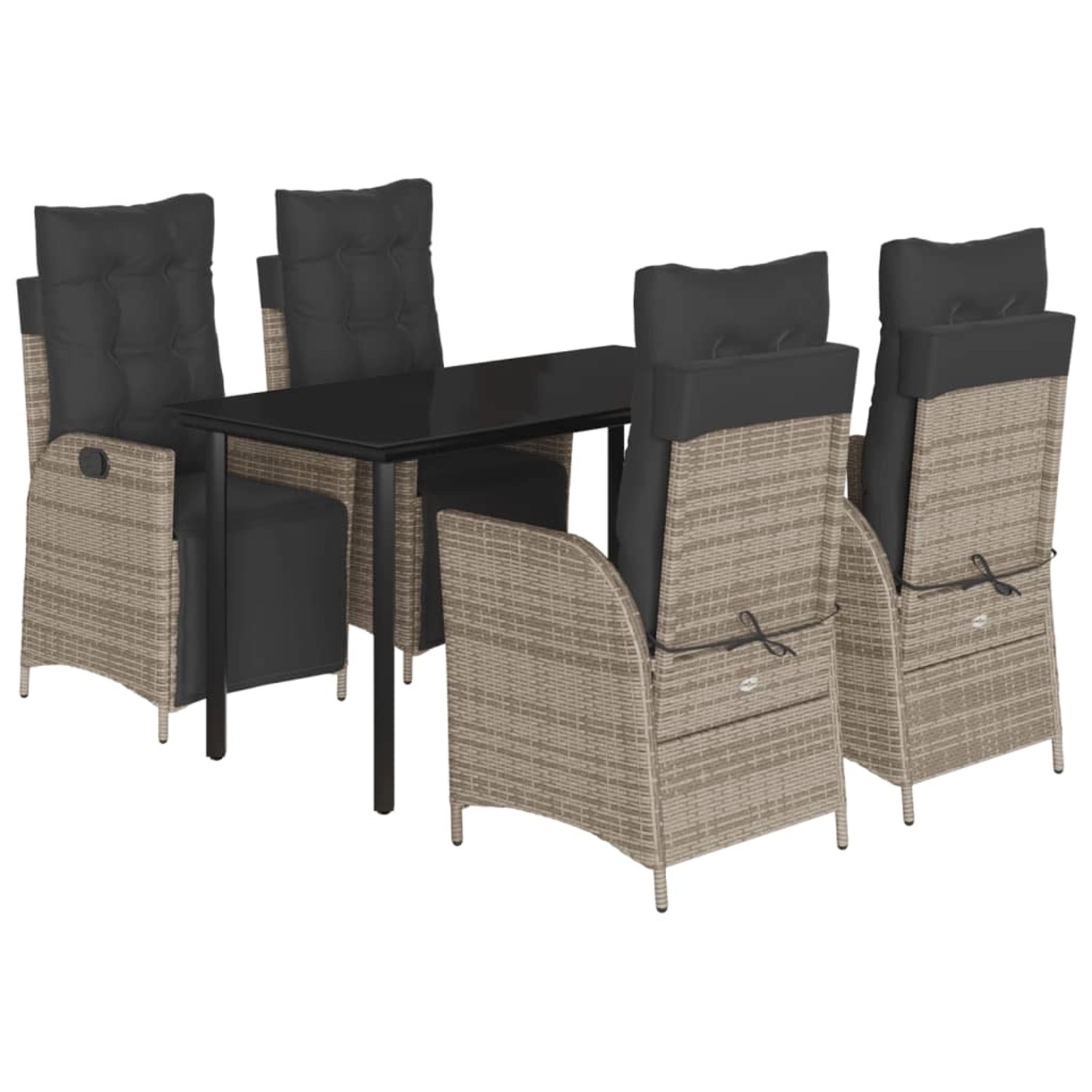 vidaXL 5-Tlg Garten-Essgruppe mit Kissen Grau Poly Rattan 3213429 günstig online kaufen