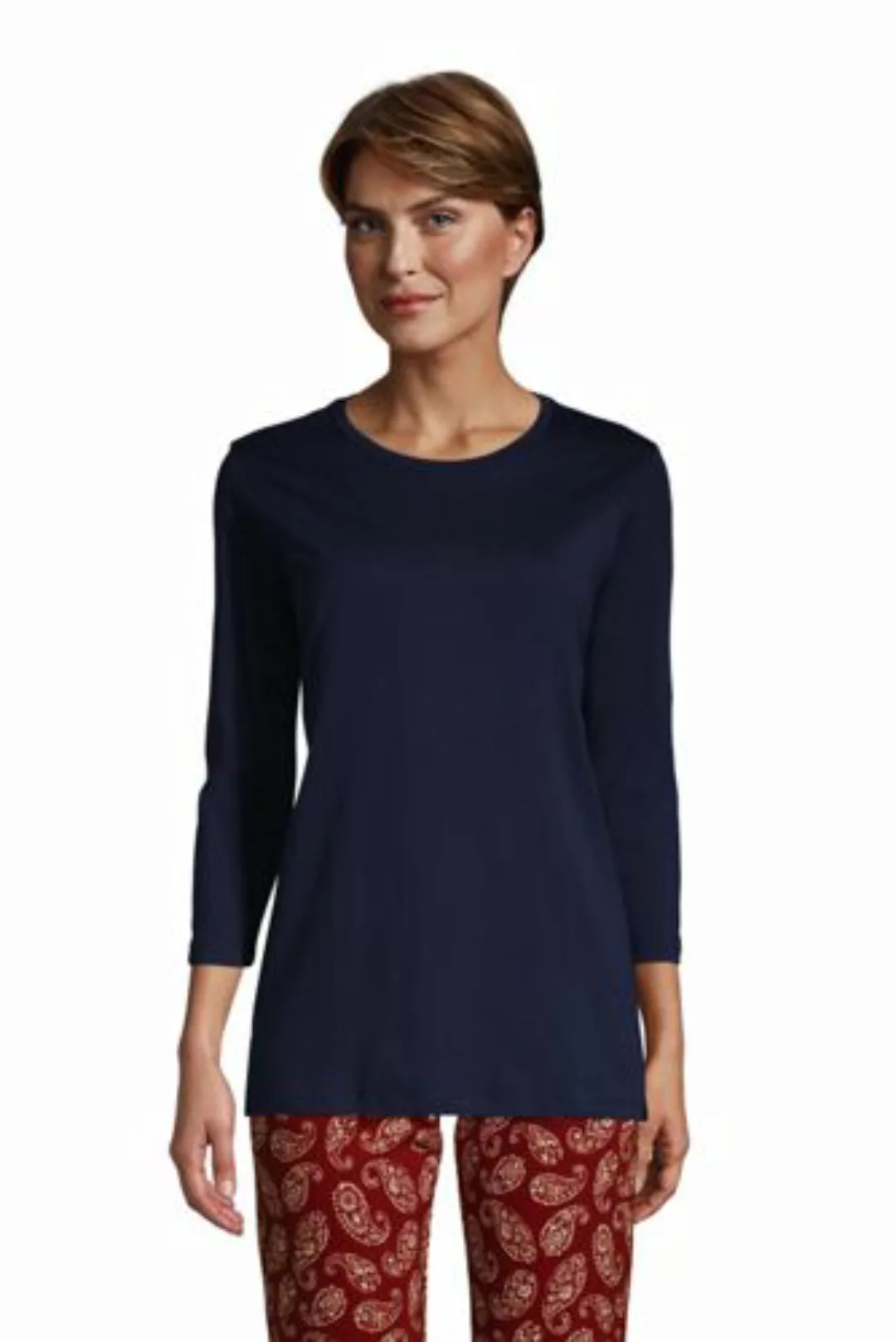 Supima-Shirt mit 3/4-Ärmeln, Damen, Größe: XS Normal, Blau, Baumwolle, by L günstig online kaufen