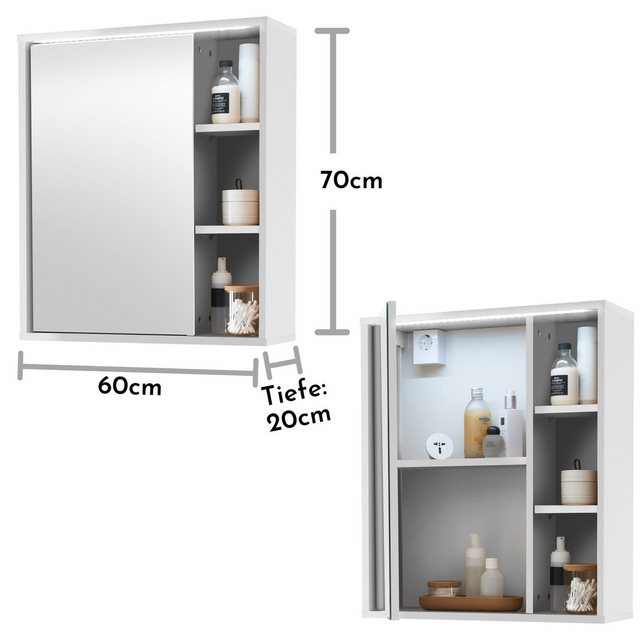 freiraum Badezimmerspiegelschrank 60 x 70 x 20 cm (B/H/T) günstig online kaufen
