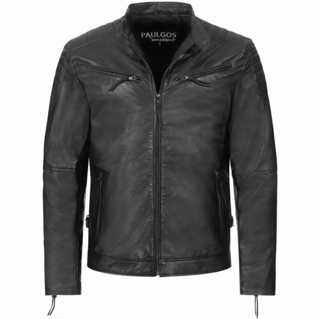 PAULGOS Lederjacke Herren Jacke Übergangsjacke Biker Look 100% Echtleder D2 günstig online kaufen