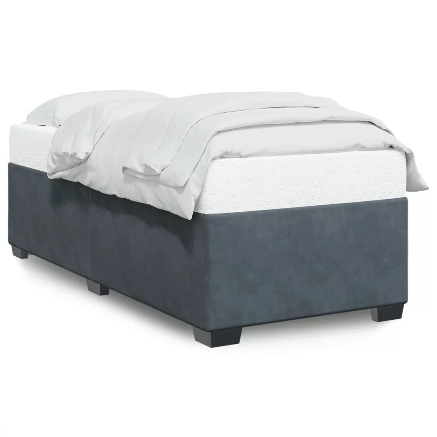 vidaXL Bett Bettgestell ohne Matratze Dunkelgrau 90x190 cm Samt günstig online kaufen