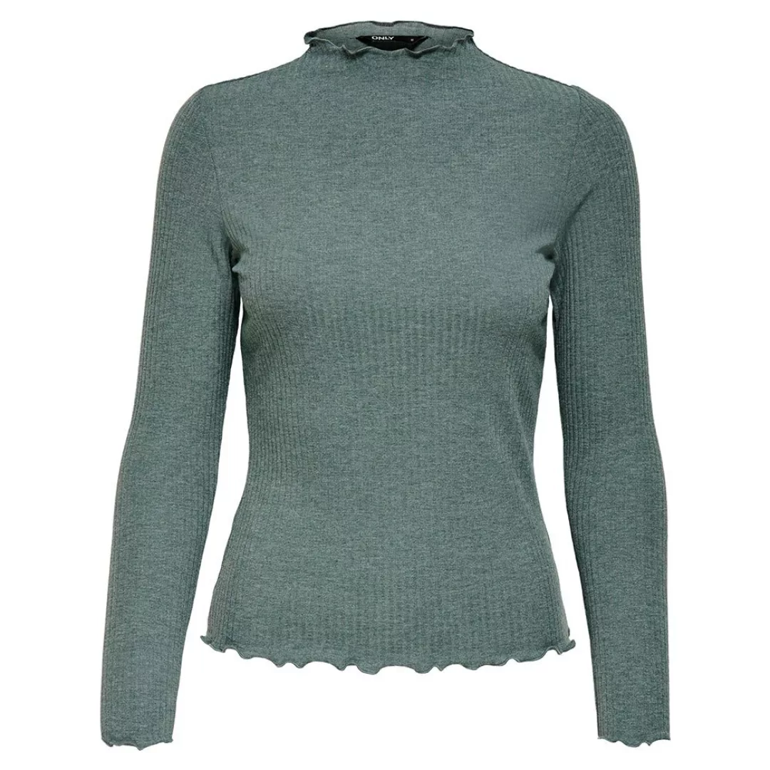 Only Emma High Neck Langarm-t-shirt XL Balsam Green / Detail Melange günstig online kaufen