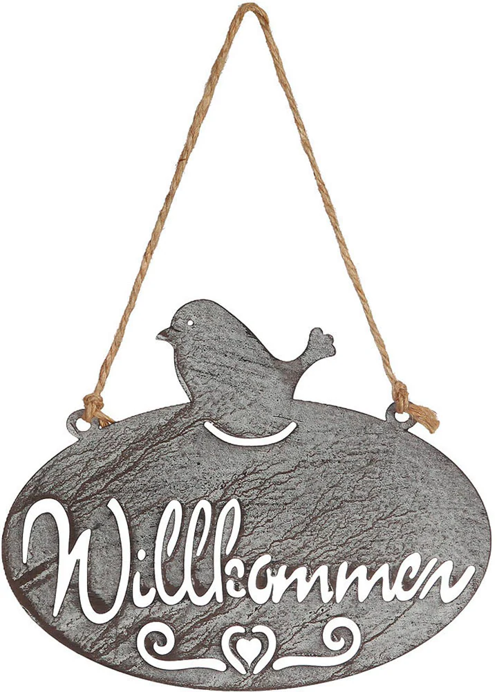 Ambiente Haus Gartenstecker "Willkommen Schild mit Vogel (B) 20cm", (1 St.) günstig online kaufen
