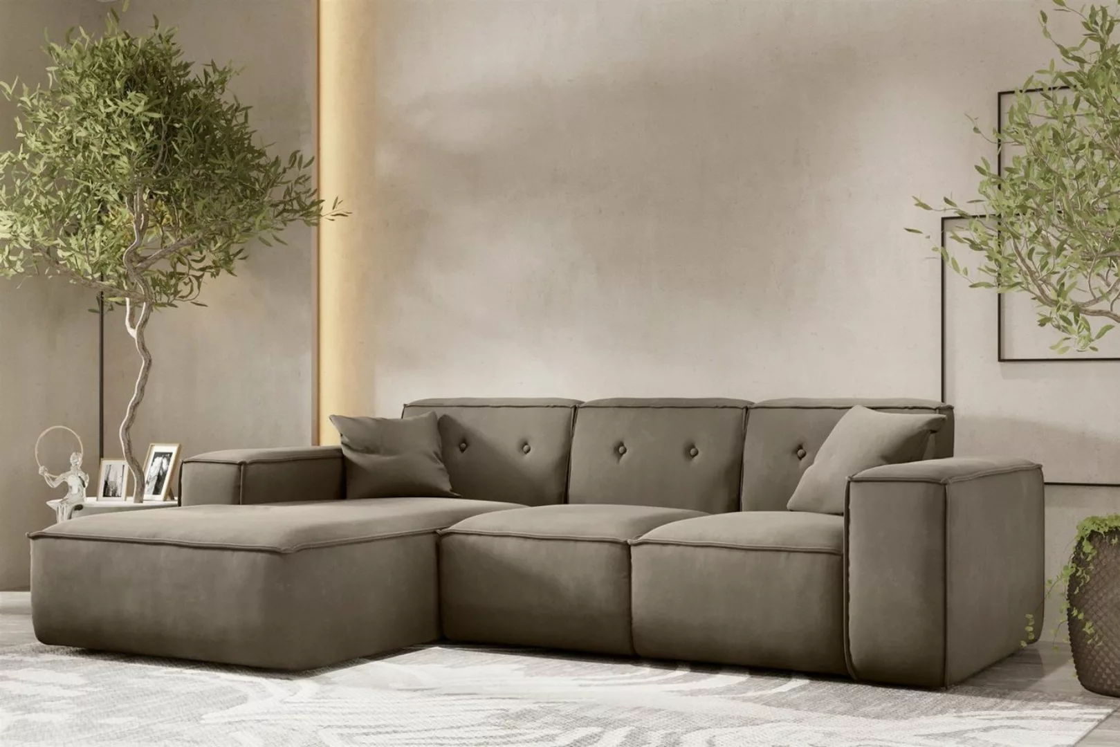 Fun Möbel Ecksofa Designersofa CESINA Ottomane Rechts oder Links in Stoff, günstig online kaufen