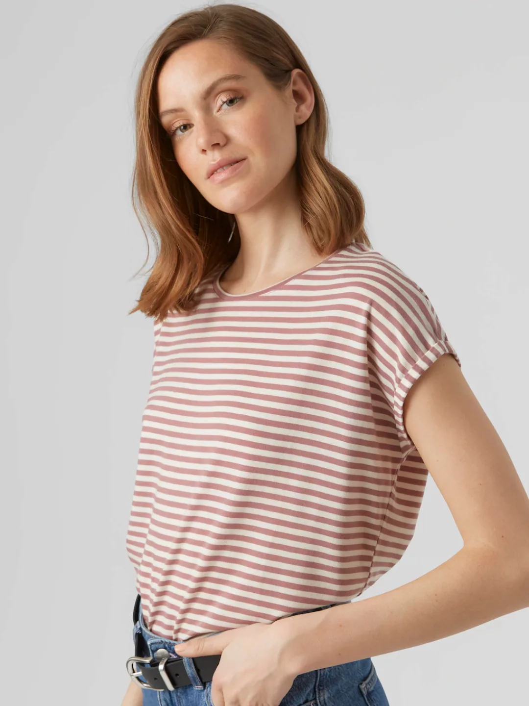 Vero Moda Damen T-Shirt VMAVA PLAIN STRIPE - Regular Fit günstig online kaufen