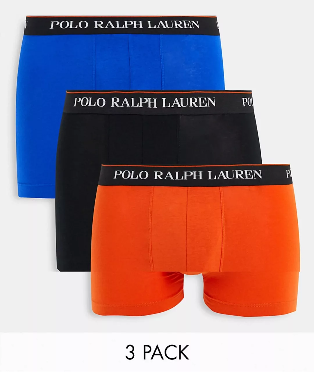 Polo Ralph Lauren – 3er-Pack Unterhosen mit Textlogobund in Schwarz/Orange/ günstig online kaufen