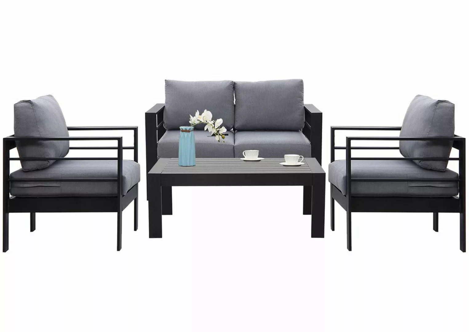 MeXo Gartenlounge-Set Gartenmöbel Set Aluminium Loungeset günstig online kaufen