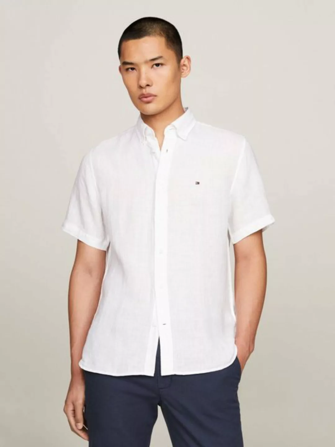 Tommy Hilfiger Kurzarmhemd PIGMENT DYED LINEN RF SHIRT mit feiner Struktur günstig online kaufen