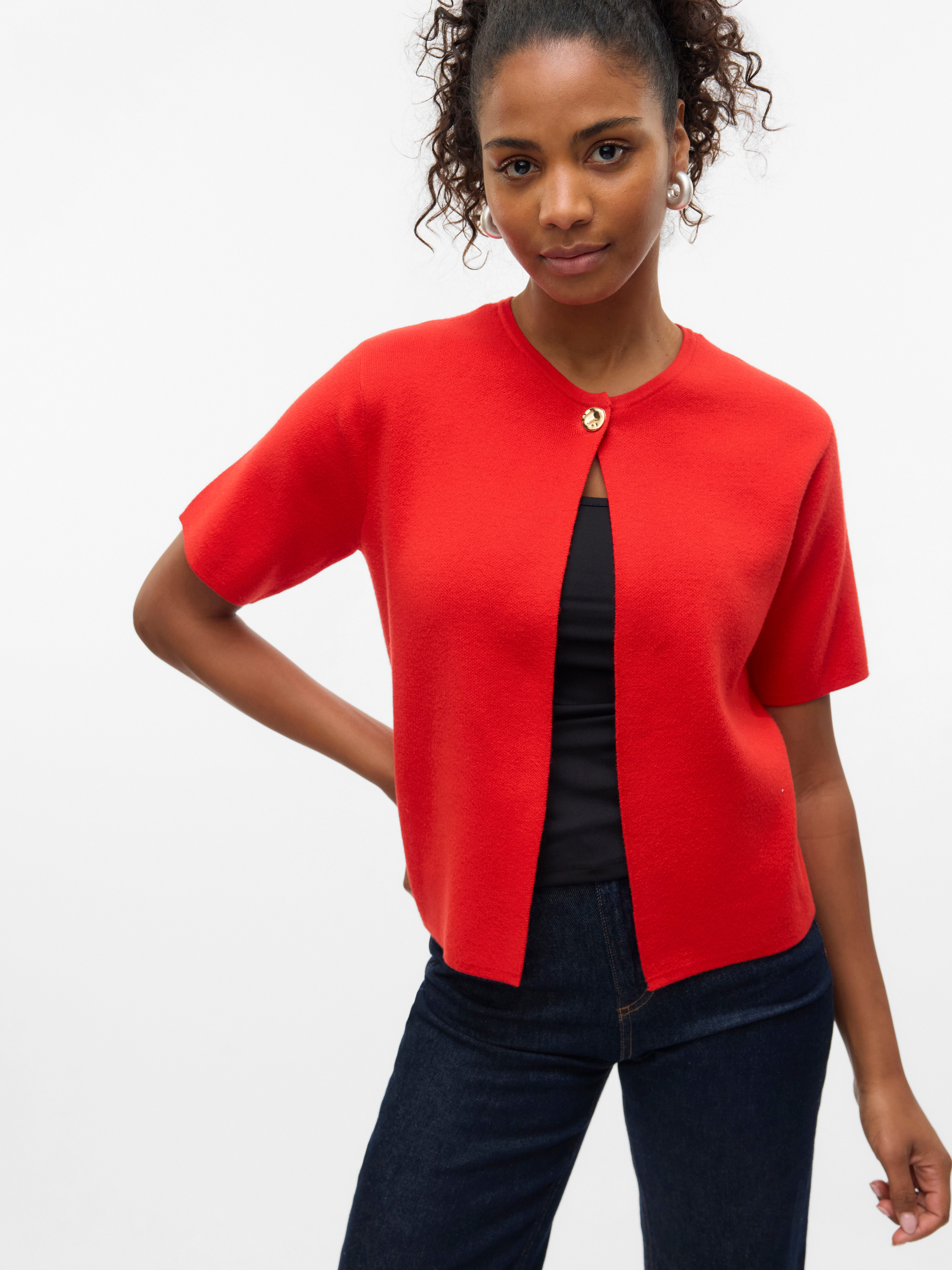 Vero Moda Strickjacke VMGOLD SS O-NECK günstig online kaufen