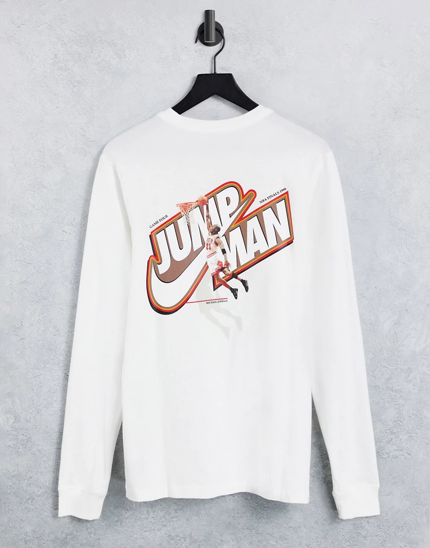 Nike – Jordan Jumpman – Langärmliges Shirt in Weiß günstig online kaufen