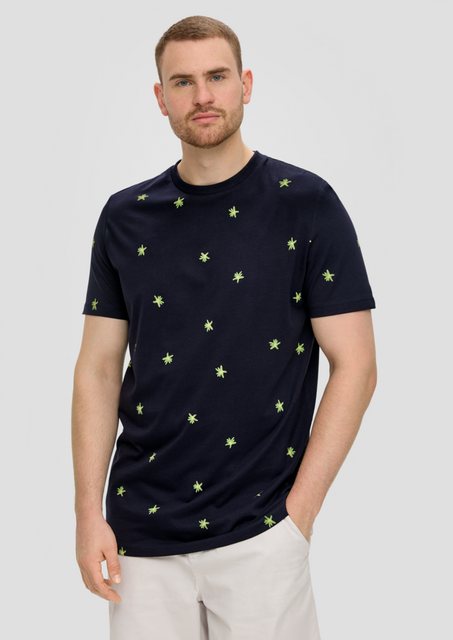 s.Oliver Kurzarmshirt Baumwollshirt mit All-over-Print und Crew Neck Artwor günstig online kaufen