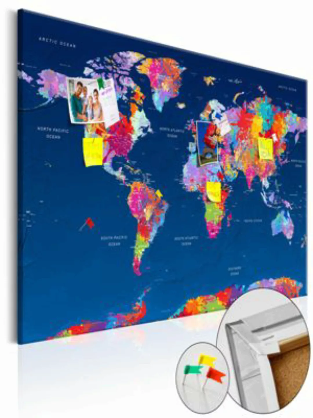 artgeist Pinnwand Bild World Map: Artistic Fantasy blau Gr. 90 x 60 günstig online kaufen