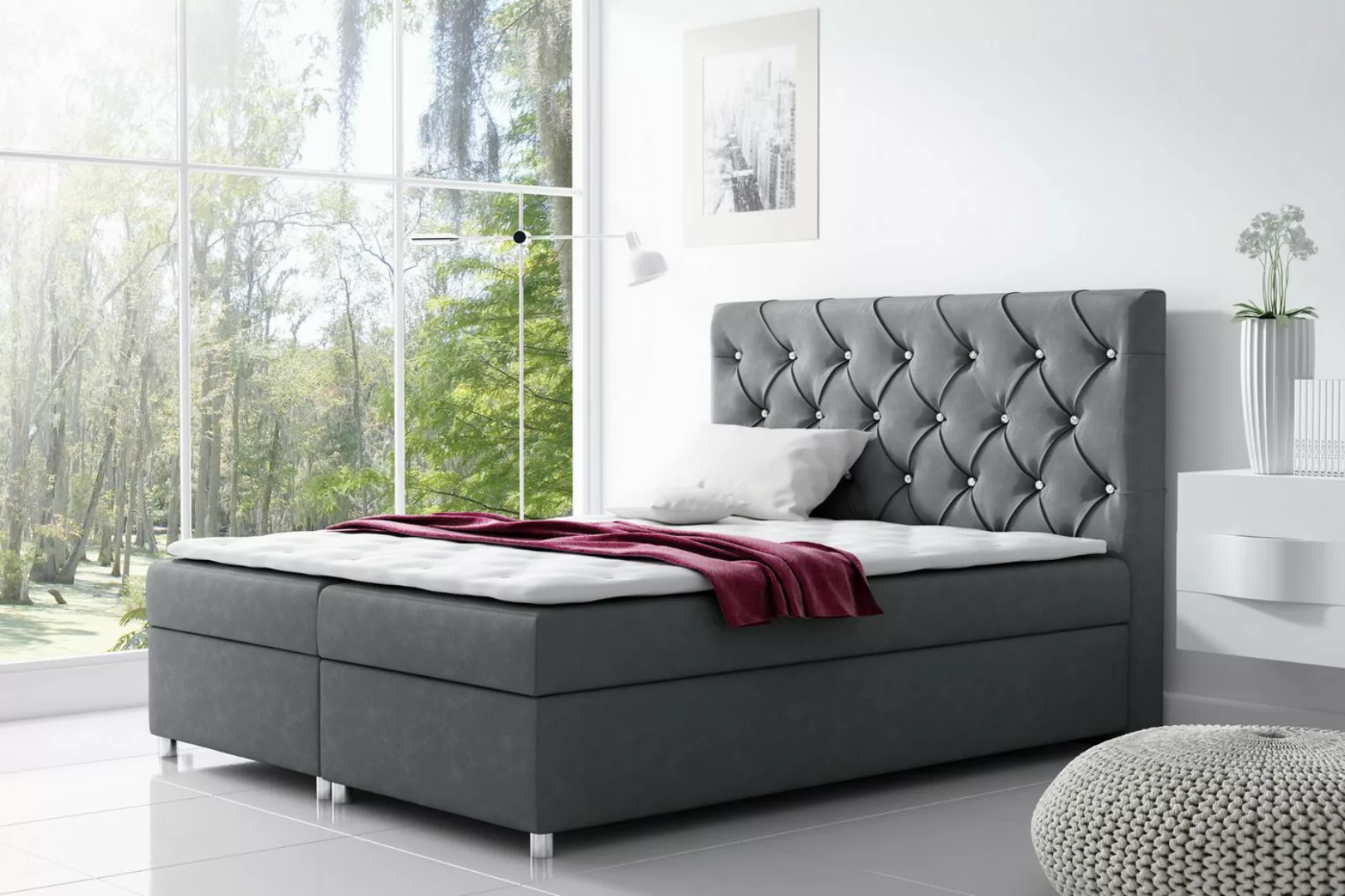 yourhouse24 Boxspringbett Figaro mit 2 Bettkästen, Doppelbett mit Bonell-Ma günstig online kaufen