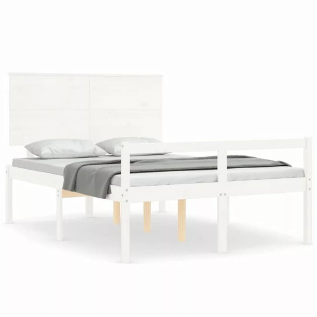 furnicato Bett Seniorenbett mit Kopfteil 140x200 cm Weiß Massivholz günstig online kaufen