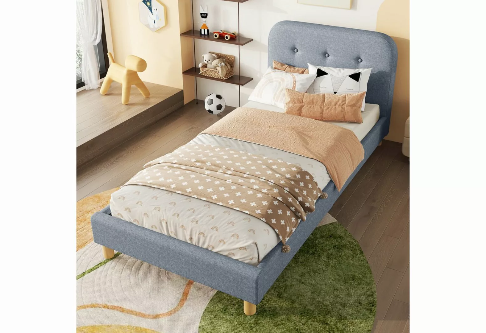 OKWISH Polsterbett Kinderbett Gästebett, minimalistisches Styling, Leinen ( günstig online kaufen