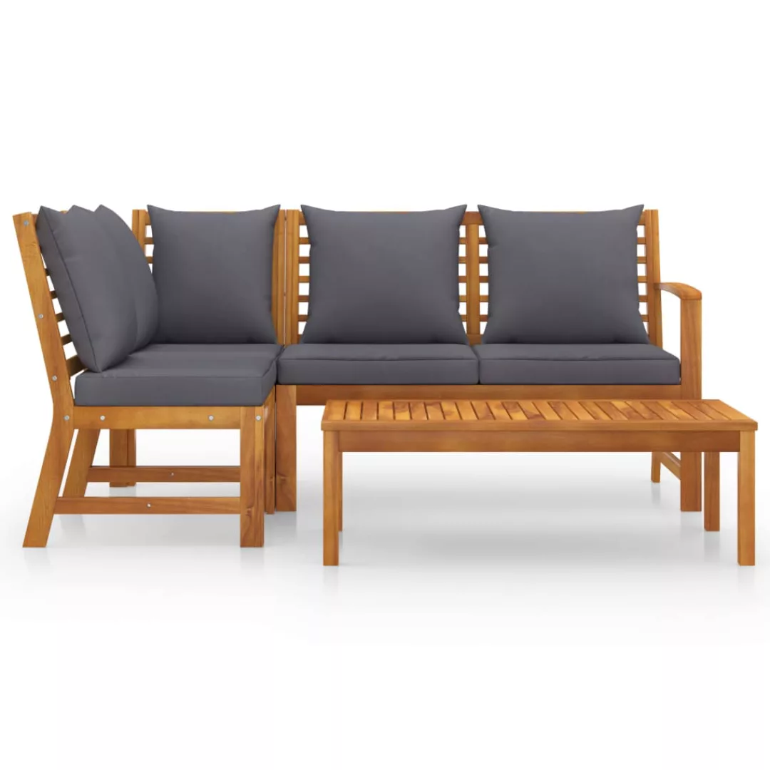 4-tlg. Garten-lounge-set Mit Auflagen Massivholz Akazie günstig online kaufen