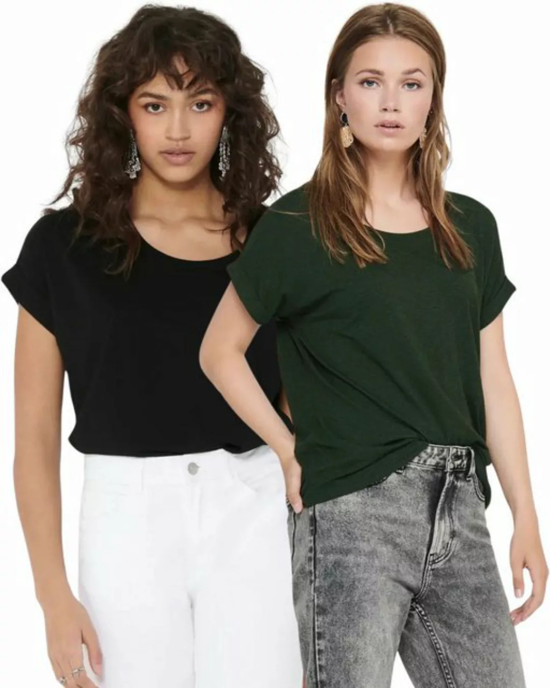 ONLY T-Shirt Stilvolles Basic Shirt mit Rundhalsausschnitt (2er-Pack) unifa günstig online kaufen