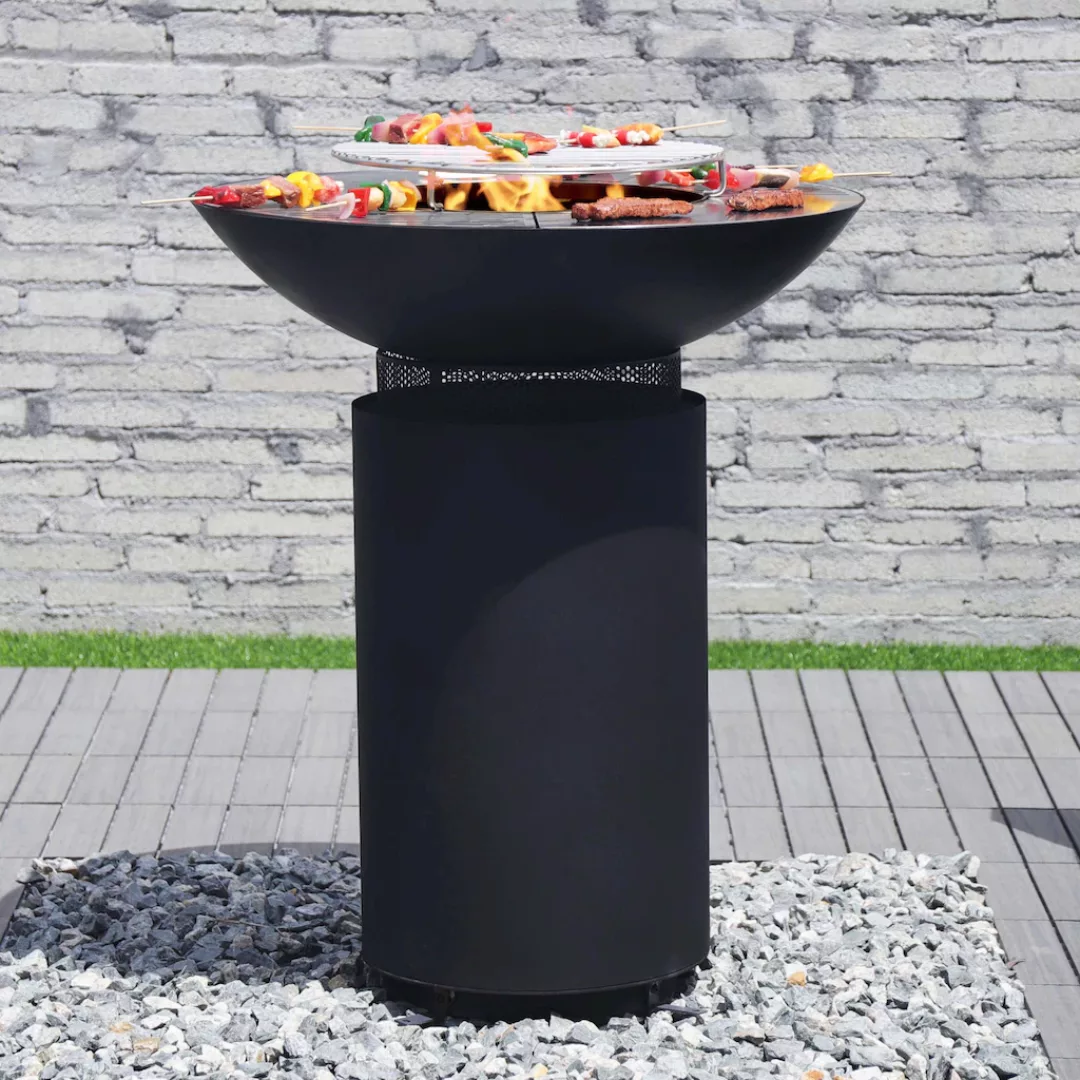 Westmann Feuerstelle mit Grill schwarz Stahl H/D: ca. 95x75 cm günstig online kaufen