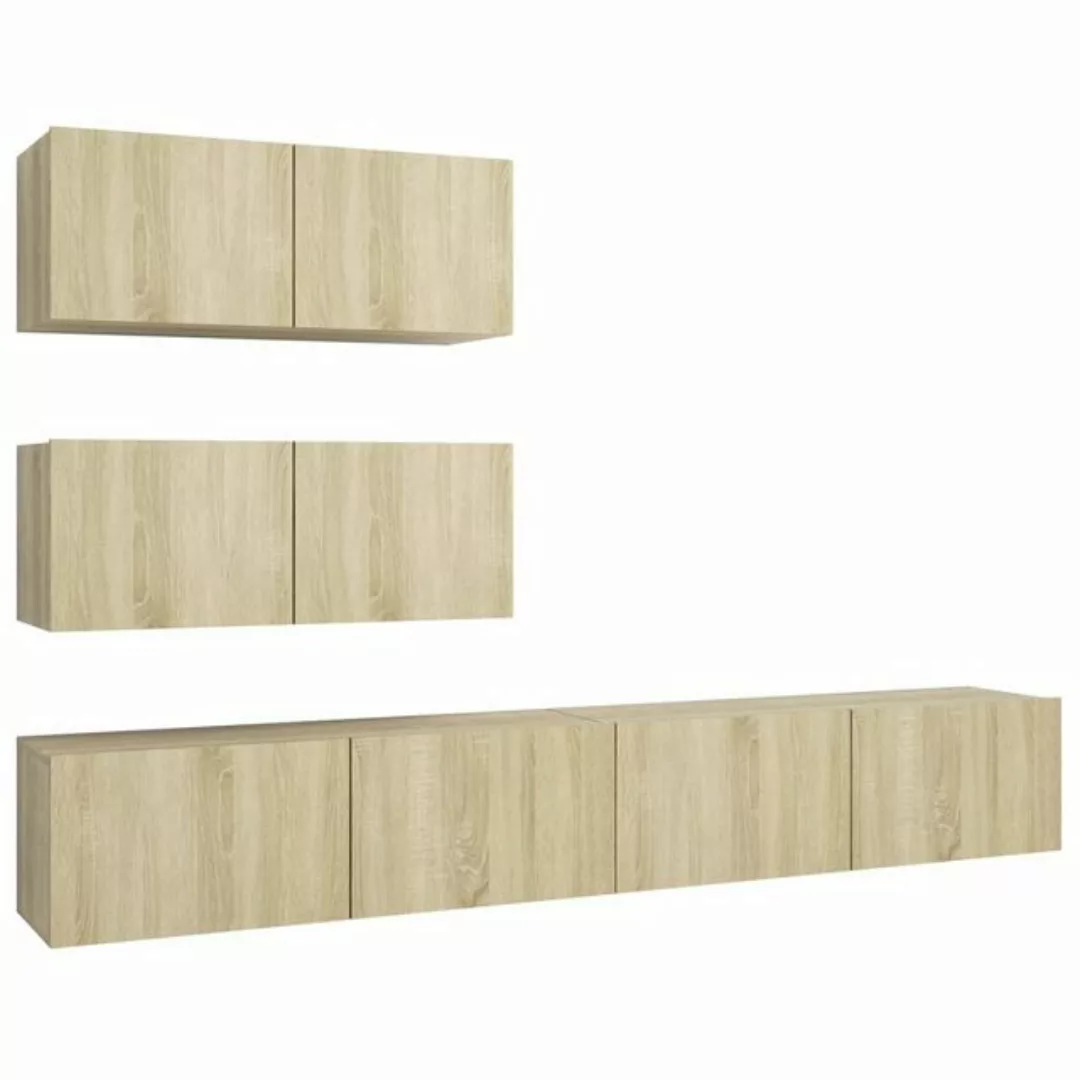 furnicato TV-Schrank 4-tlg. TV-Schrank-Set Sonoma-Eiche Holzwerkstoff günstig online kaufen